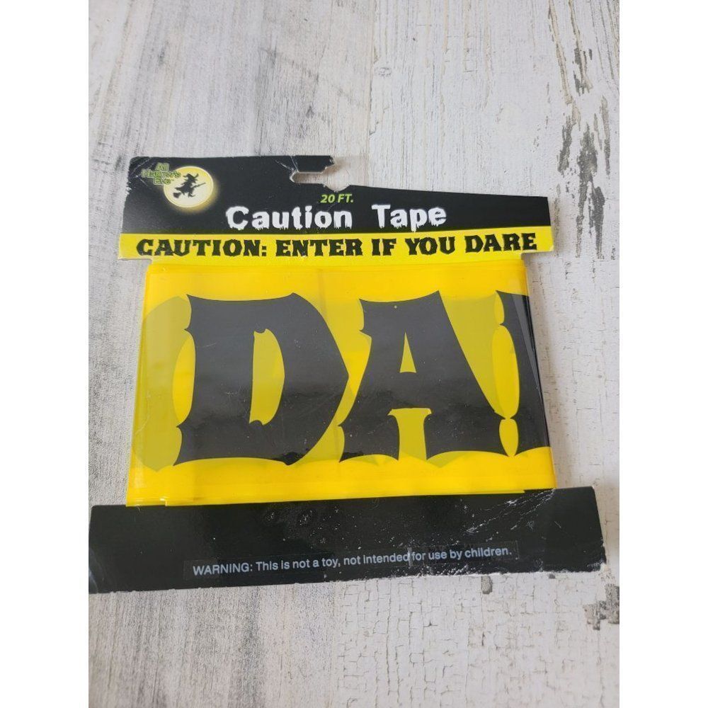Caution tape enter if you dare Halloween prop decor